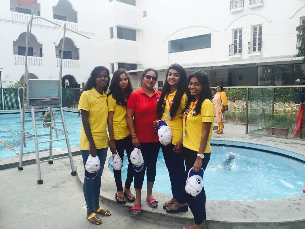 Women trainees during pool lifeguard training