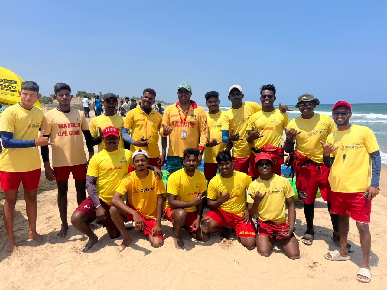 Beach lifeguard team on the shore