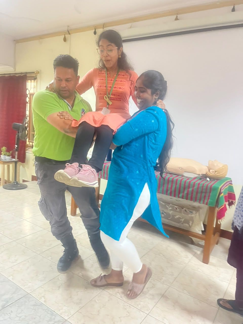 Trainees practising a casualty carry