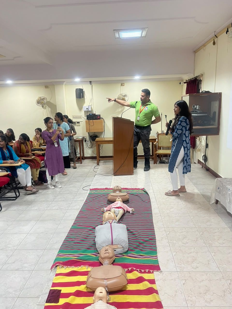 CPR session in a hall