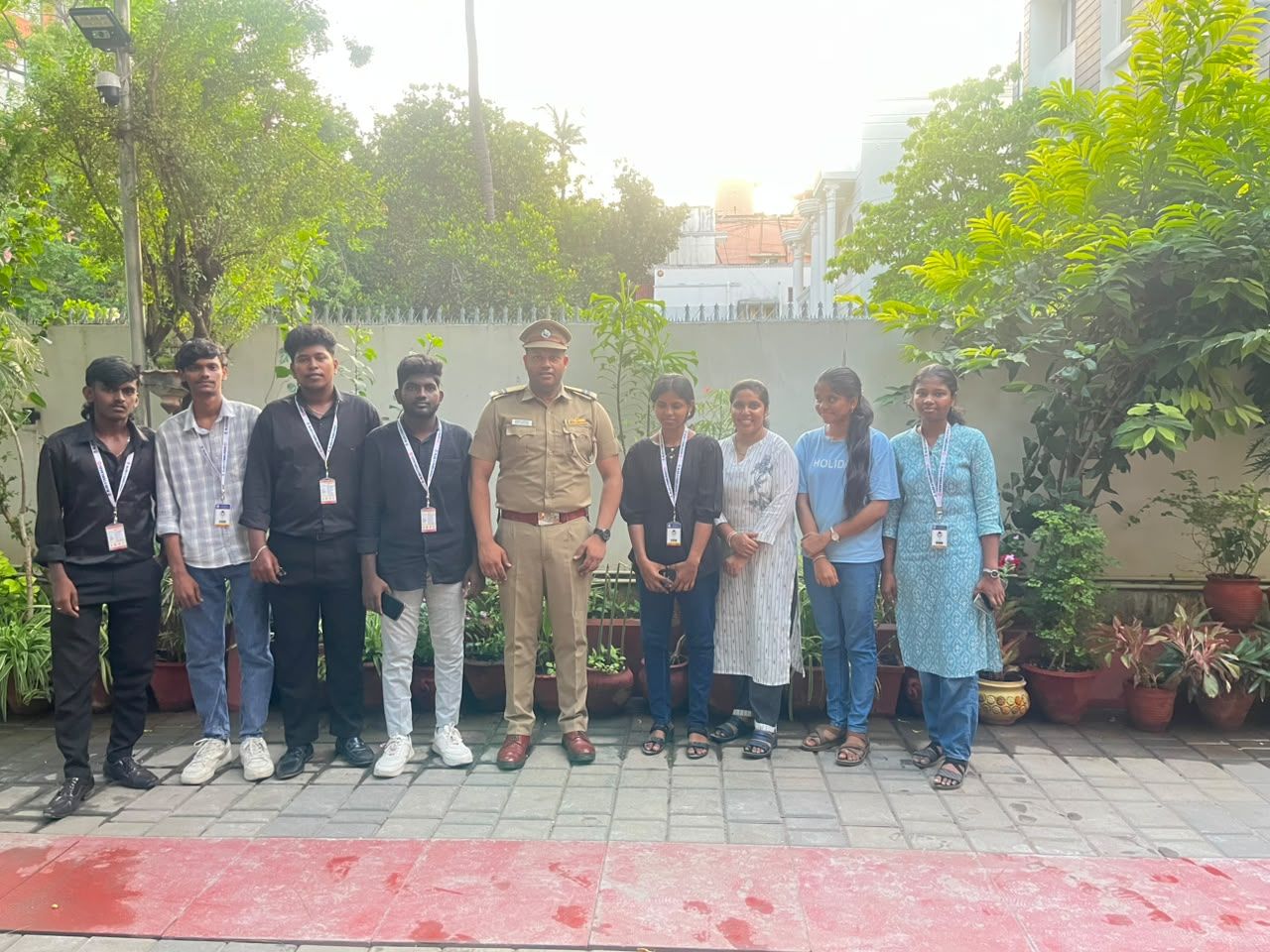 Students with police officers