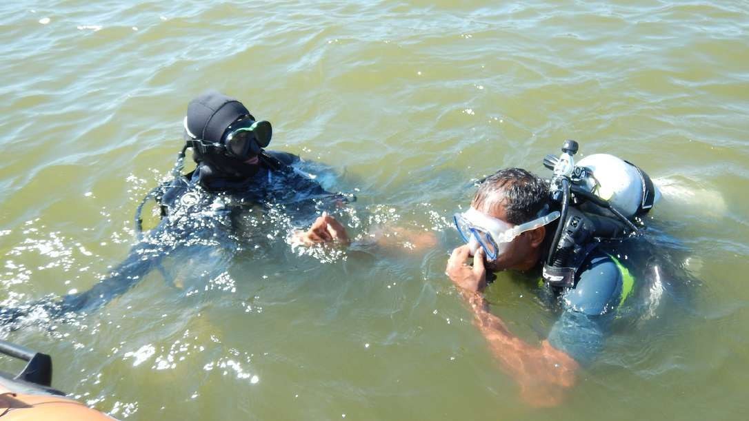 Two rescue divers in open water