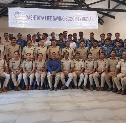 Uniformed personnel at an RLSS India training batch
